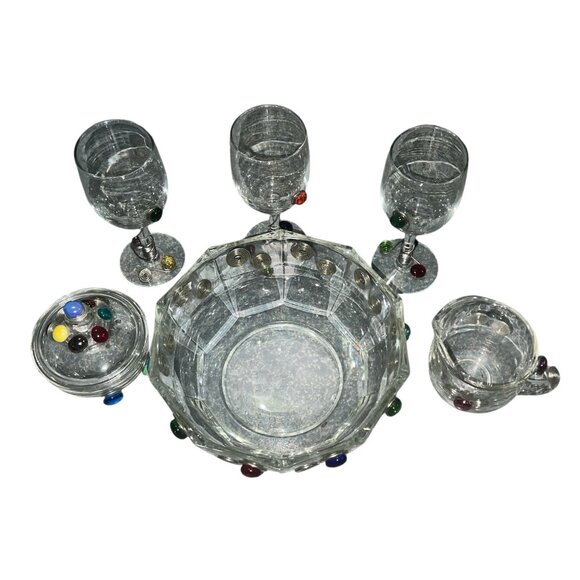 Handcrafted Glassware Set W/ Multicolor Embellishments & Swirled Details - Inclu - Picture 13 of 16